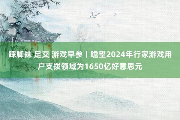 踩脚袜 足交 游戏早参丨瞻望2024年行家游戏用户支拨领域为1650亿好意思元