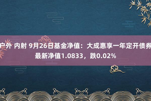 户外 内射 9月26日基金净值：大成惠享一年定开债券最新净值1.0833，跌0.02%