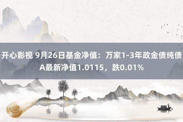 开心影视 9月26日基金净值：万家1-3年政金债纯债A最新净值1.0115，跌0.01%