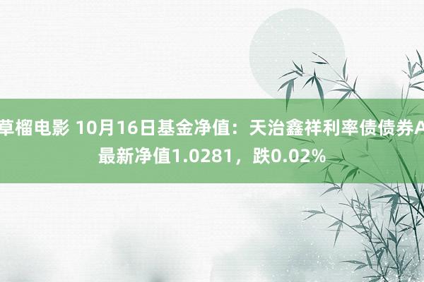 草榴电影 10月16日基金净值：天治鑫祥利率债债券A最新净值1.0281，跌0.02%