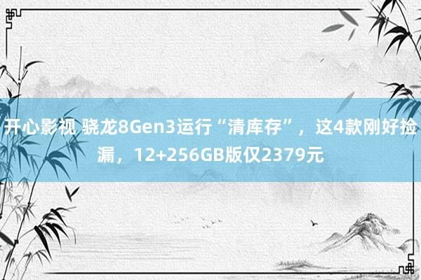 开心影视 骁龙8Gen3运行“清库存”，这4款刚好捡漏，12+256GB版仅2379元