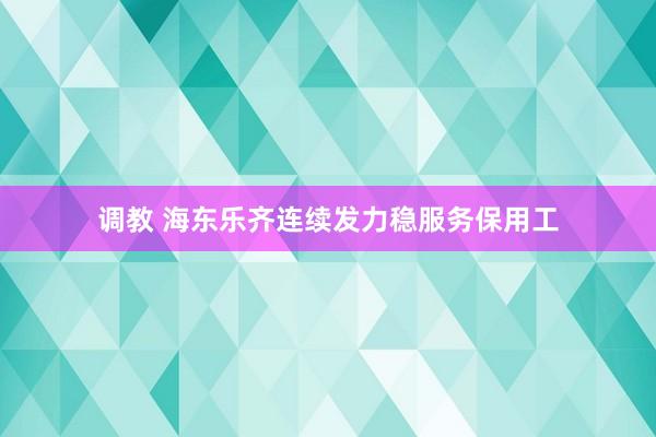 调教 海东乐齐连续发力稳服务保用工