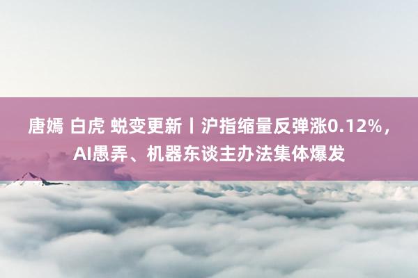 唐嫣 白虎 蜕变更新丨沪指缩量反弹涨0.12%，AI愚弄、机器东谈主办法集体爆发