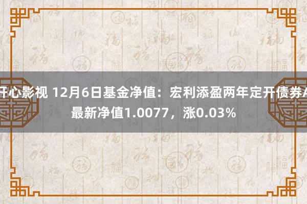 开心影视 12月6日基金净值：宏利添盈两年定开债券A最新净值1.0077，涨0.03%