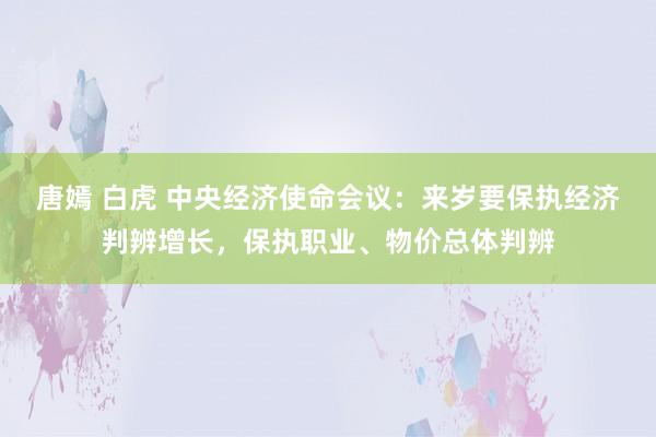 唐嫣 白虎 中央经济使命会议：来岁要保执经济判辨增长，保执职业、物价总体判辨