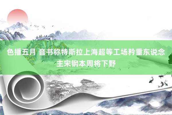 色播五月 音书称特斯拉上海超等工场矜重东说念主宋钢本周将下野