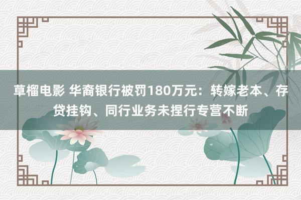 草榴电影 华裔银行被罚180万元：转嫁老本、存贷挂钩、同行业务未捏行专营不断