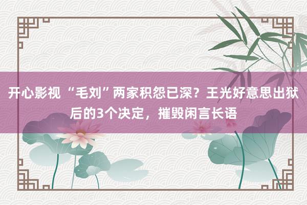 开心影视 “毛刘”两家积怨已深？王光好意思出狱后的3个决定，摧毁闲言长语