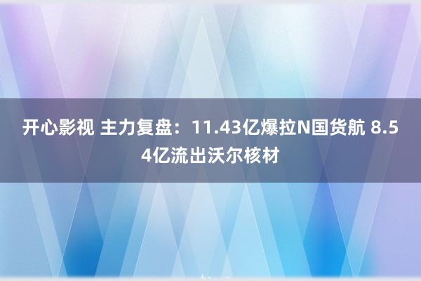 开心影视 主力复盘：11.43亿爆拉N国货航 8.54亿流出沃尔核材