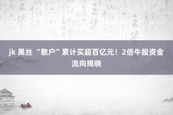 jk 黑丝 “散户”累计买超百亿元！2倍牛股资金流向揭晓