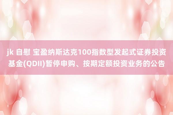 jk 自慰 宝盈纳斯达克100指数型发起式证券投资基金(QDII)暂停申购、按期定额投资业务的公告