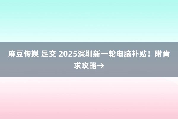 麻豆传媒 足交 2025深圳新一轮电脑补贴！附肯求攻略→