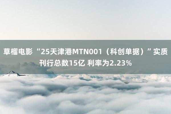 草榴电影 “25天津港MTN001（科创单据）”实质刊行总数15亿 利率为2.23%