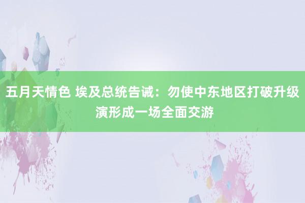 五月天情色 埃及总统告诫：勿使中东地区打破升级 演形成一场全面交游